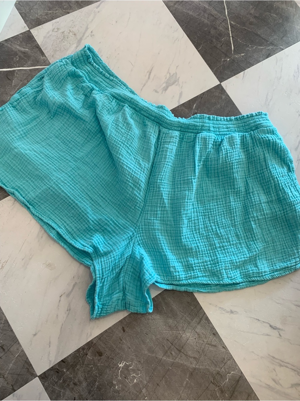 169 aerie Turquoise Crinkle Lounge Shorts